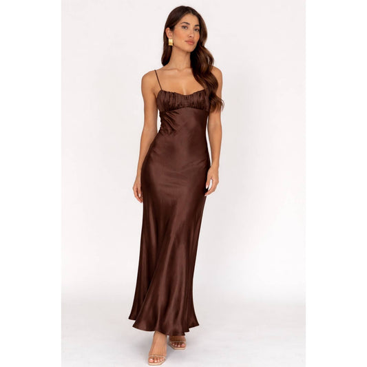 Brown Satin Dress