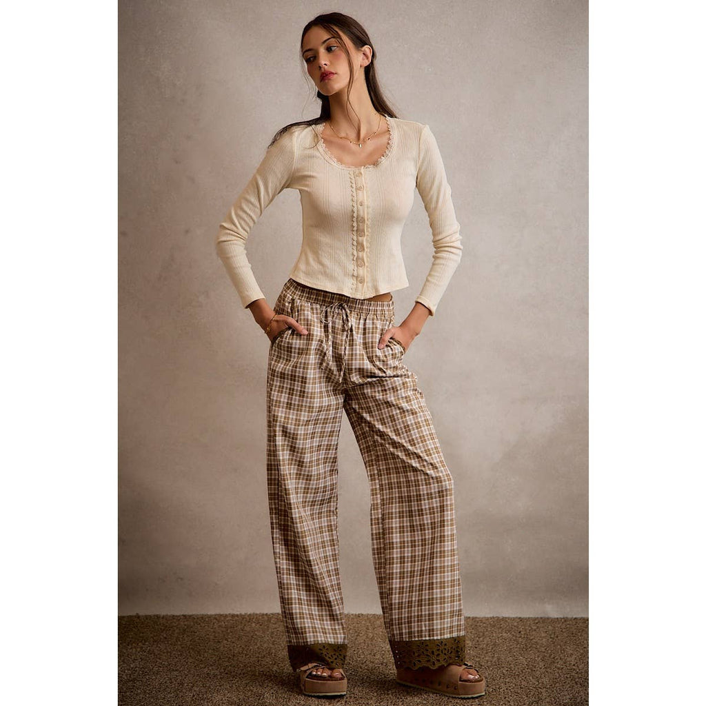 Plaid Pants Brown