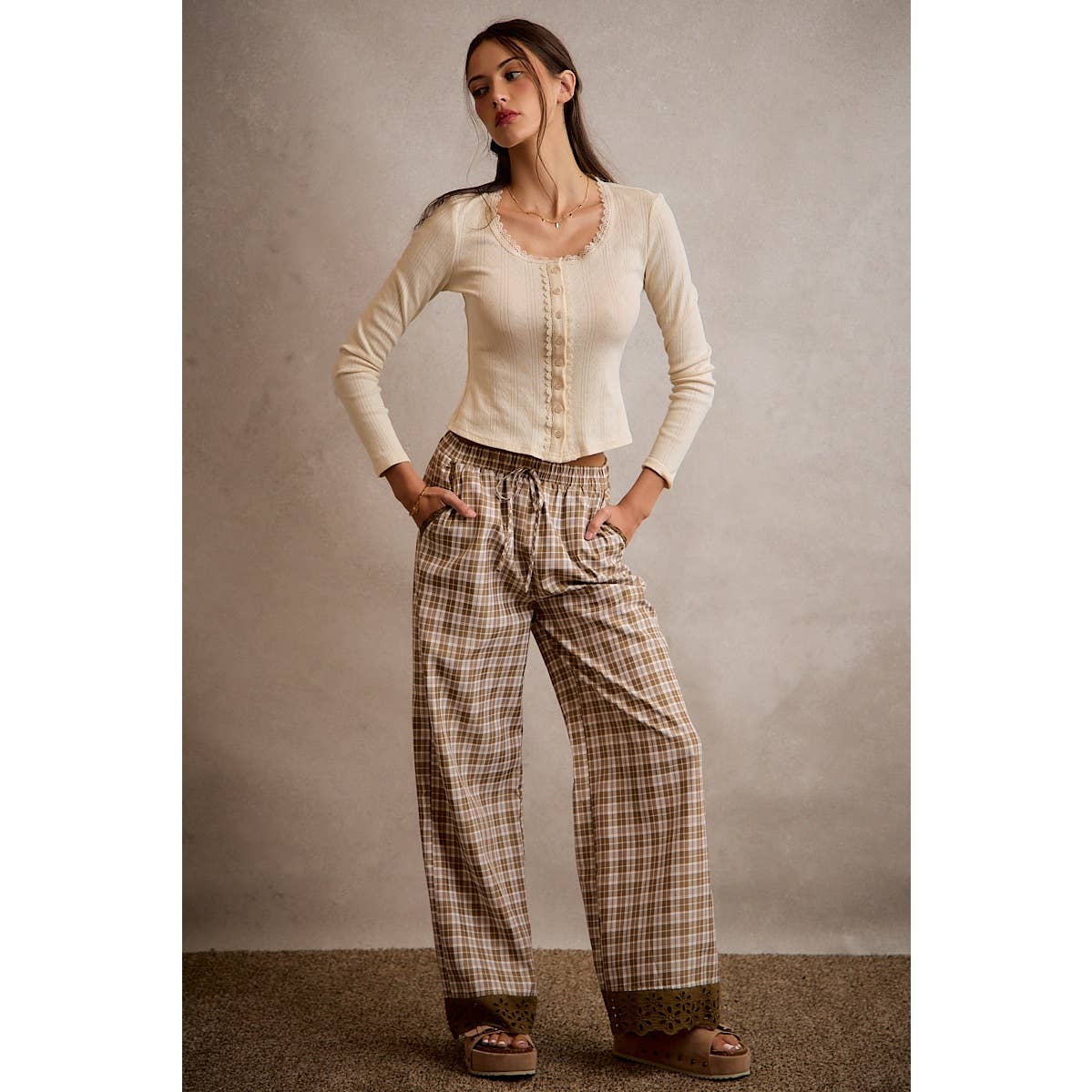 Plaid Pants Brown