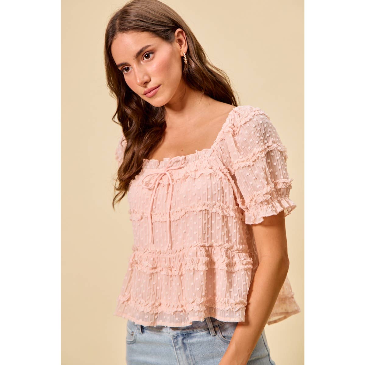 Pink Dot Ruffle Blouse