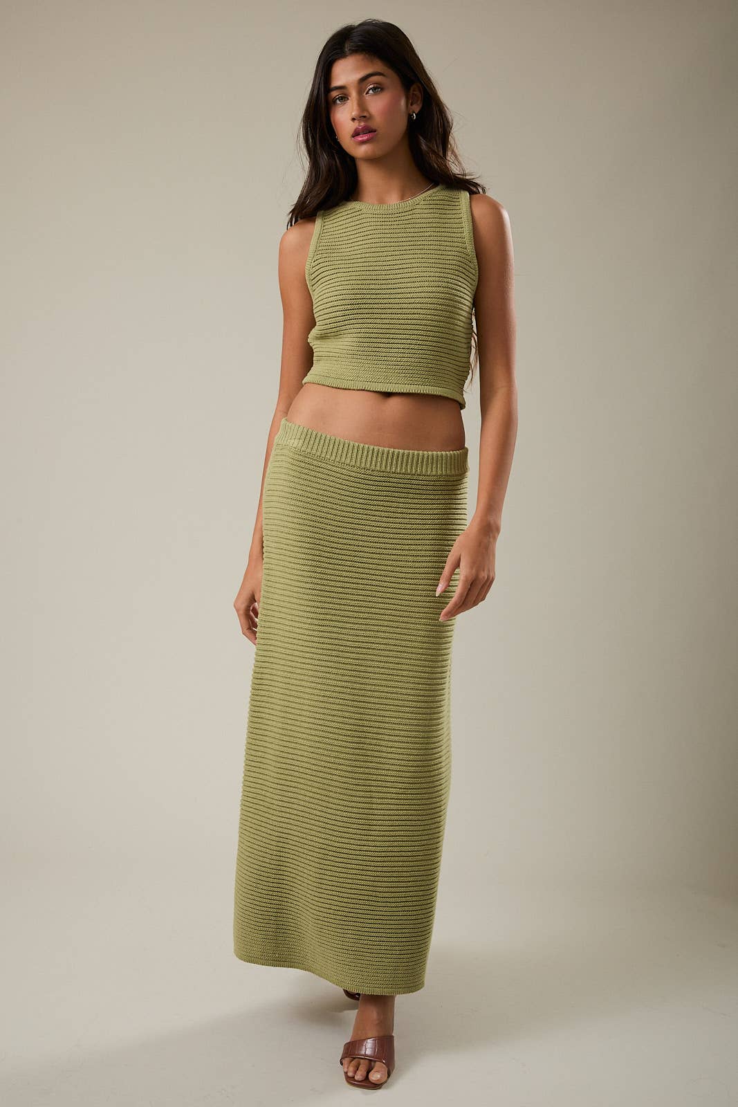 Green Knitted Crop Top