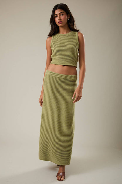 Green Knitted Crop Top