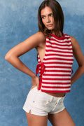 Red & White Stripe Tie Shirt