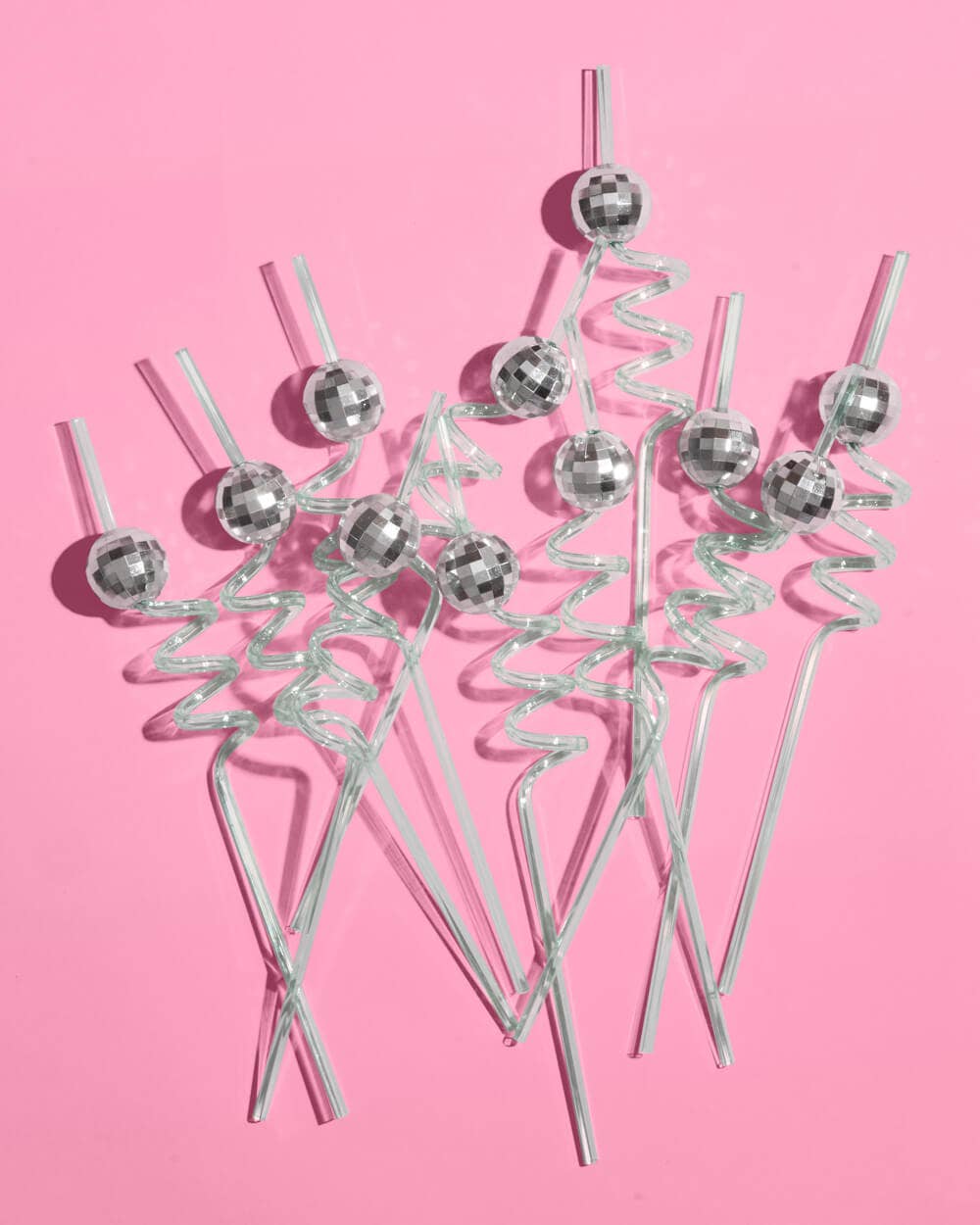 Reusable Teal Disco Party Swirly Straws