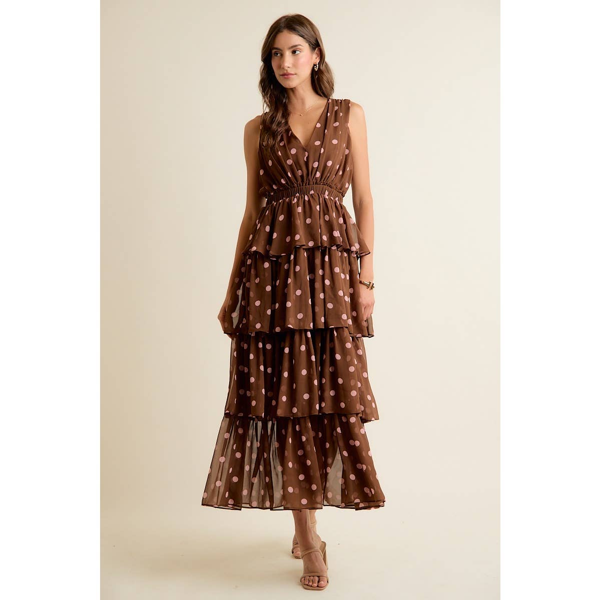 Brown & Pink Dots Dress