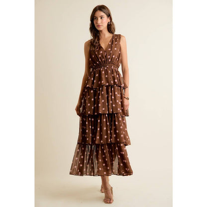 Brown & Pink Dots Dress