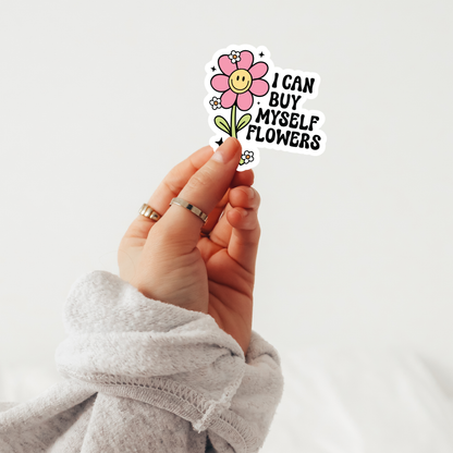 Cute Retro Flower Feminism Die Cut Sticker, Waterproof Stick