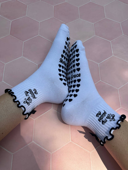 In my Pilates era black and white grip sock