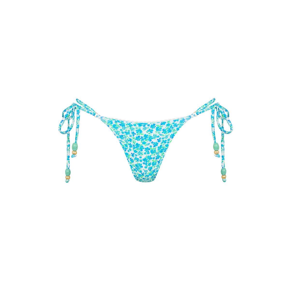 Decorative Thong Tie Side Bikini Bottom - Ocean Aura