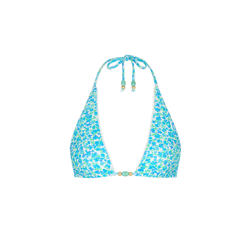 Decorative Bind Halter Bikini Top - Ocean Aura