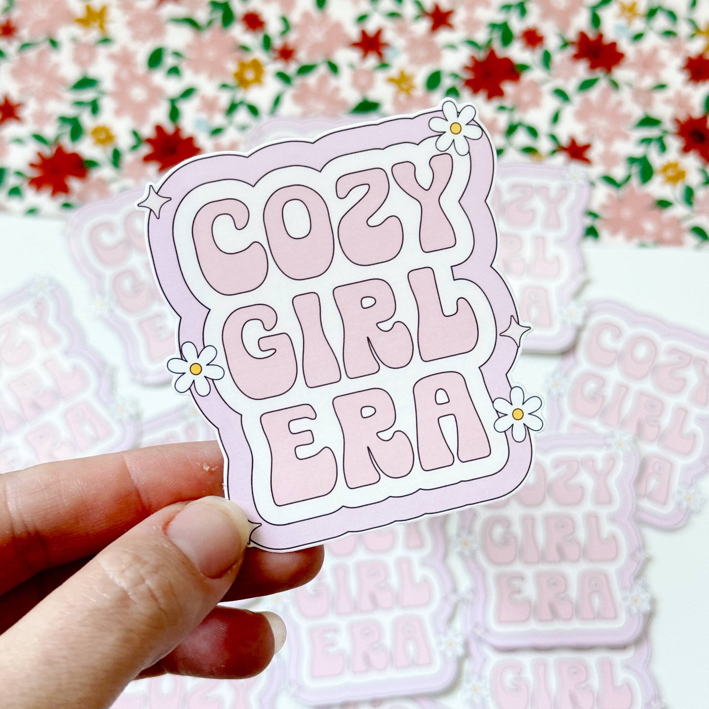 Cozy Girl Sticker, Aesthetic Retro Sticker, Preppy Coquette