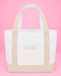 Beige Bride Embroidered Tote Bag