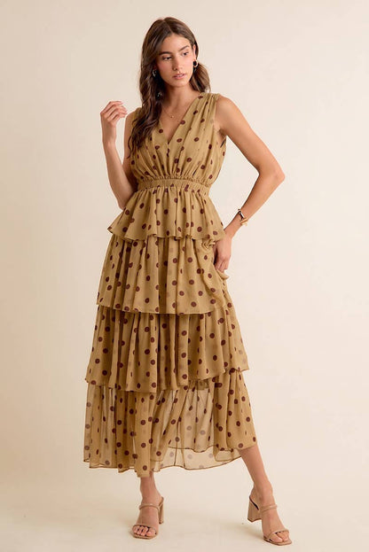 Brown & Pink Dots Dress
