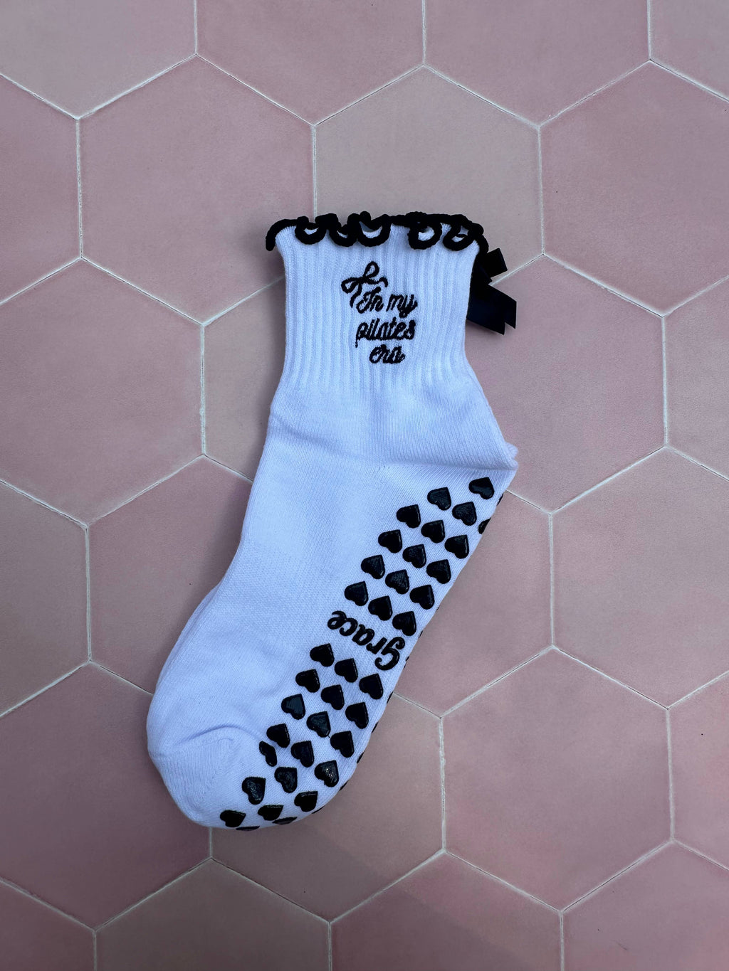 In my Pilates era black and white grip sock