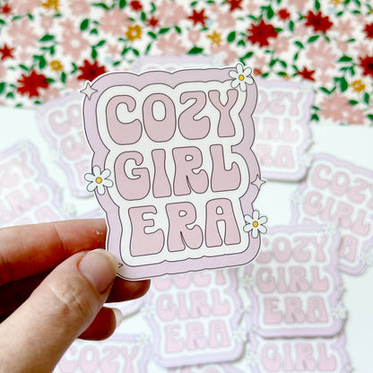 Cozy Girl Sticker, Aesthetic Retro Sticker, Preppy Coquette