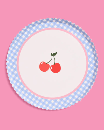 Cherry Gingham Paper Plates - 9", 24 count