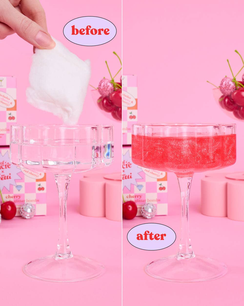 Cherry Cotton Candy Glitter Bombs