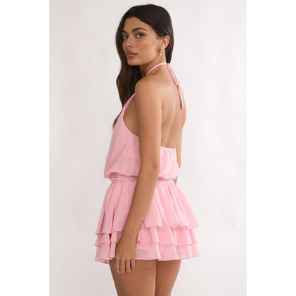 Pink Ruffle Romper Dress