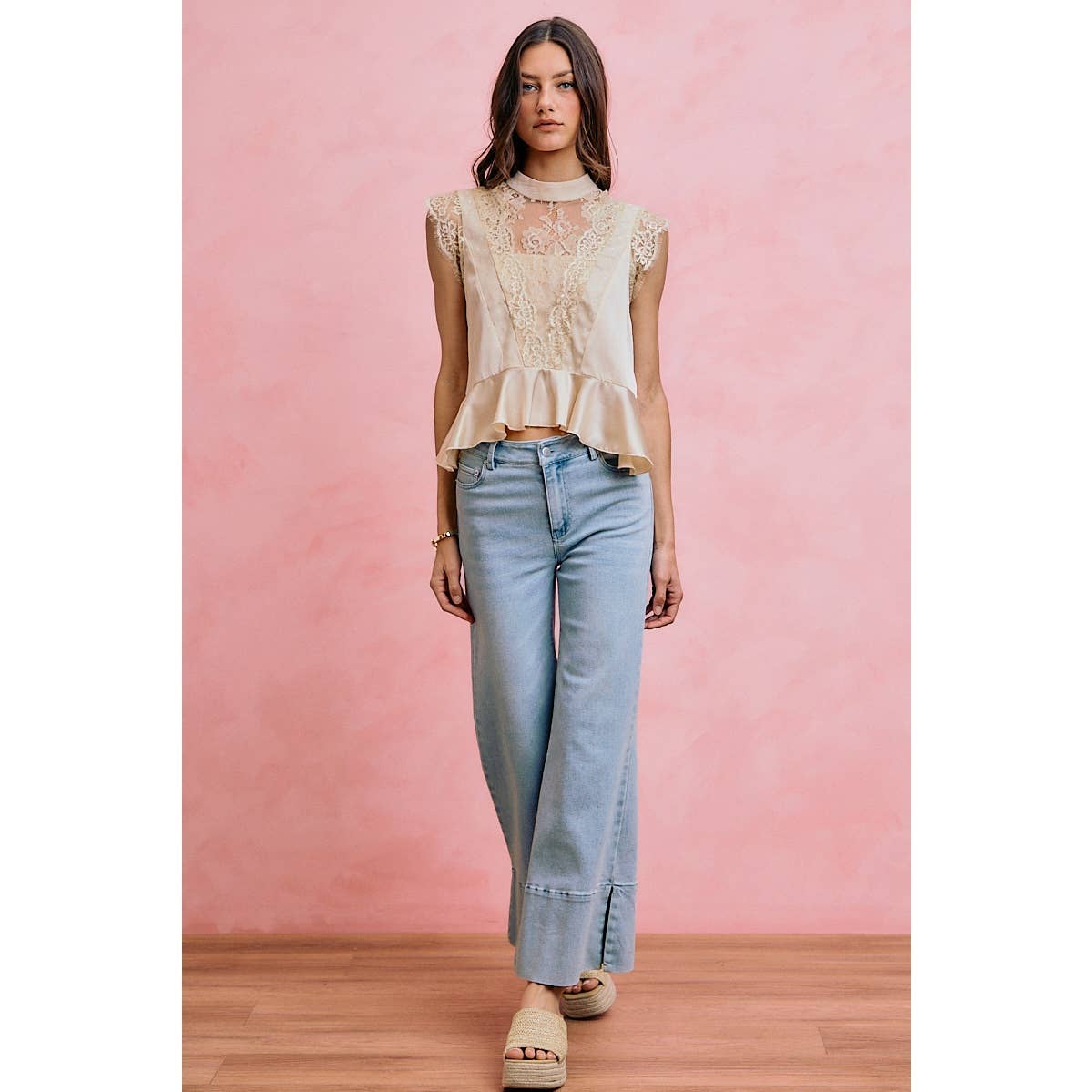 Satin Lace Top