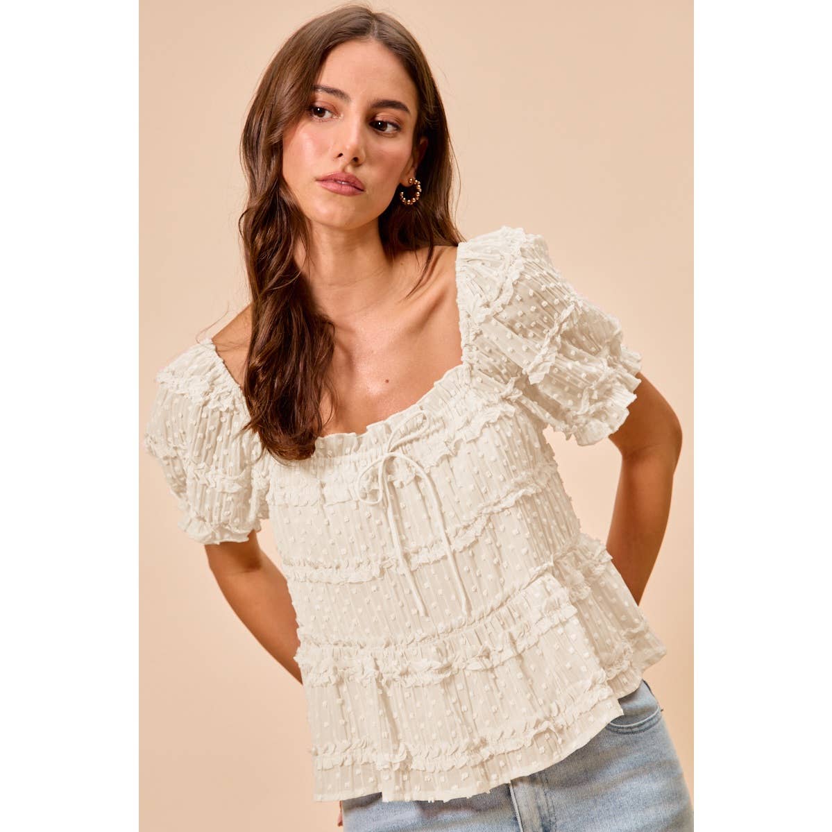 Pink Dot Ruffle Blouse