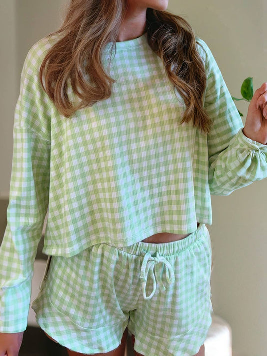 Green Plaid Pajama Set