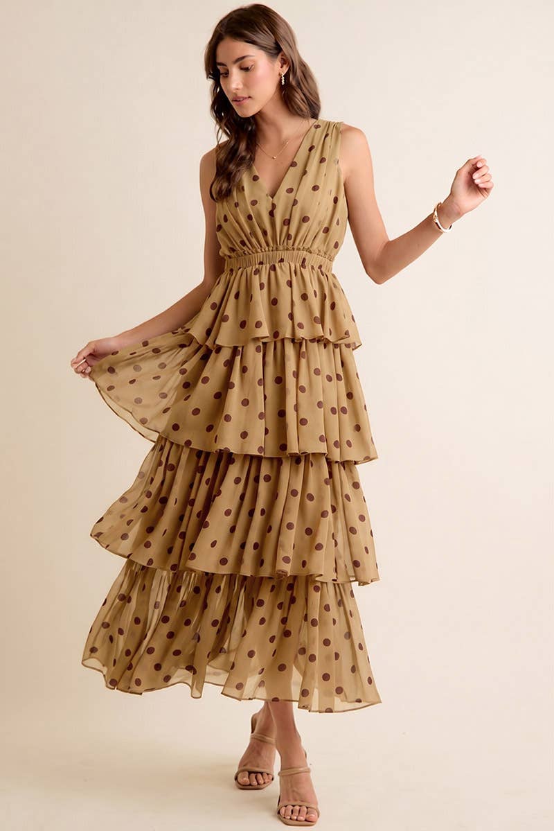 Brown & Pink Dots Dress