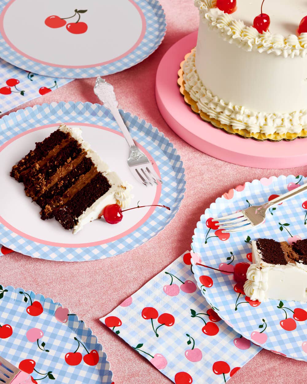 Cherry Gingham Paper Plates - 9", 24 count