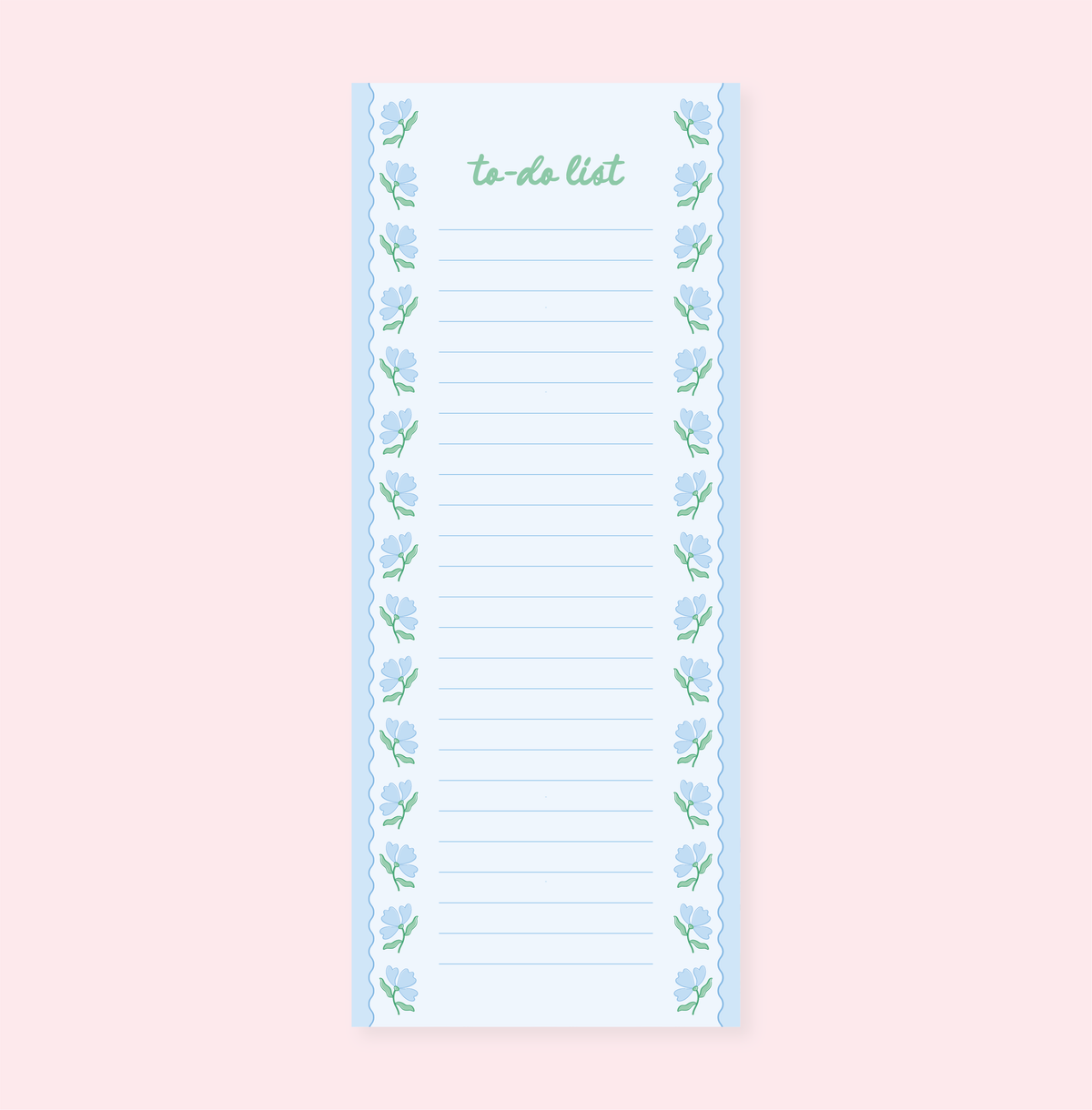 Blue Flower Wavy List Notepad