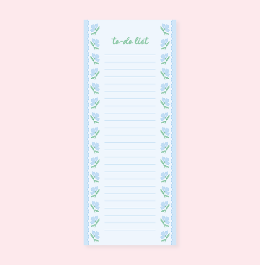 Blue Flower Wavy List Notepad