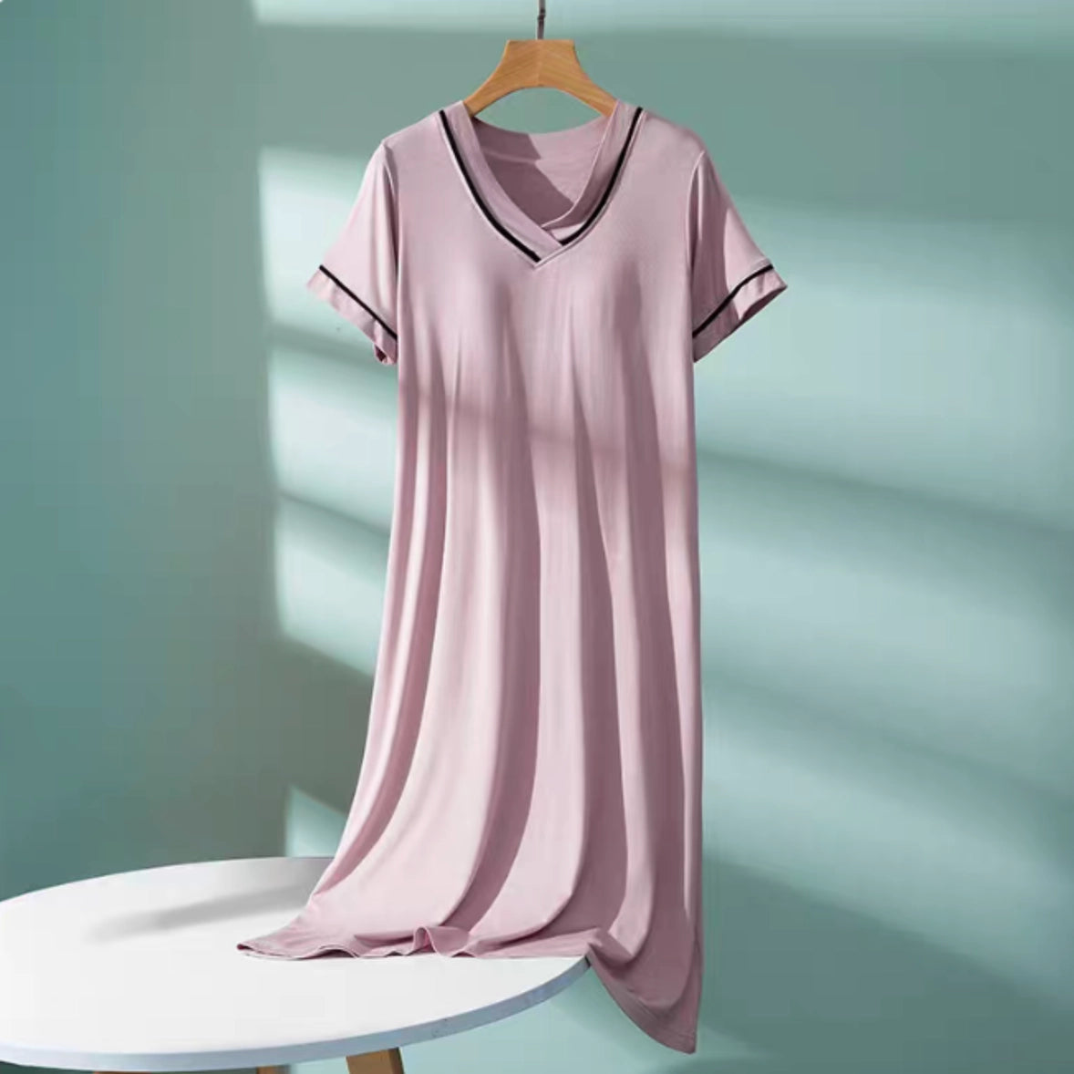 Pink Built-in Bra Pajama Dress