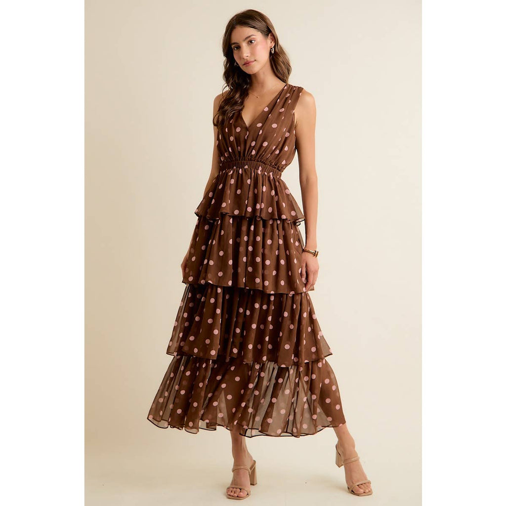 Brown & Pink Dots Dress
