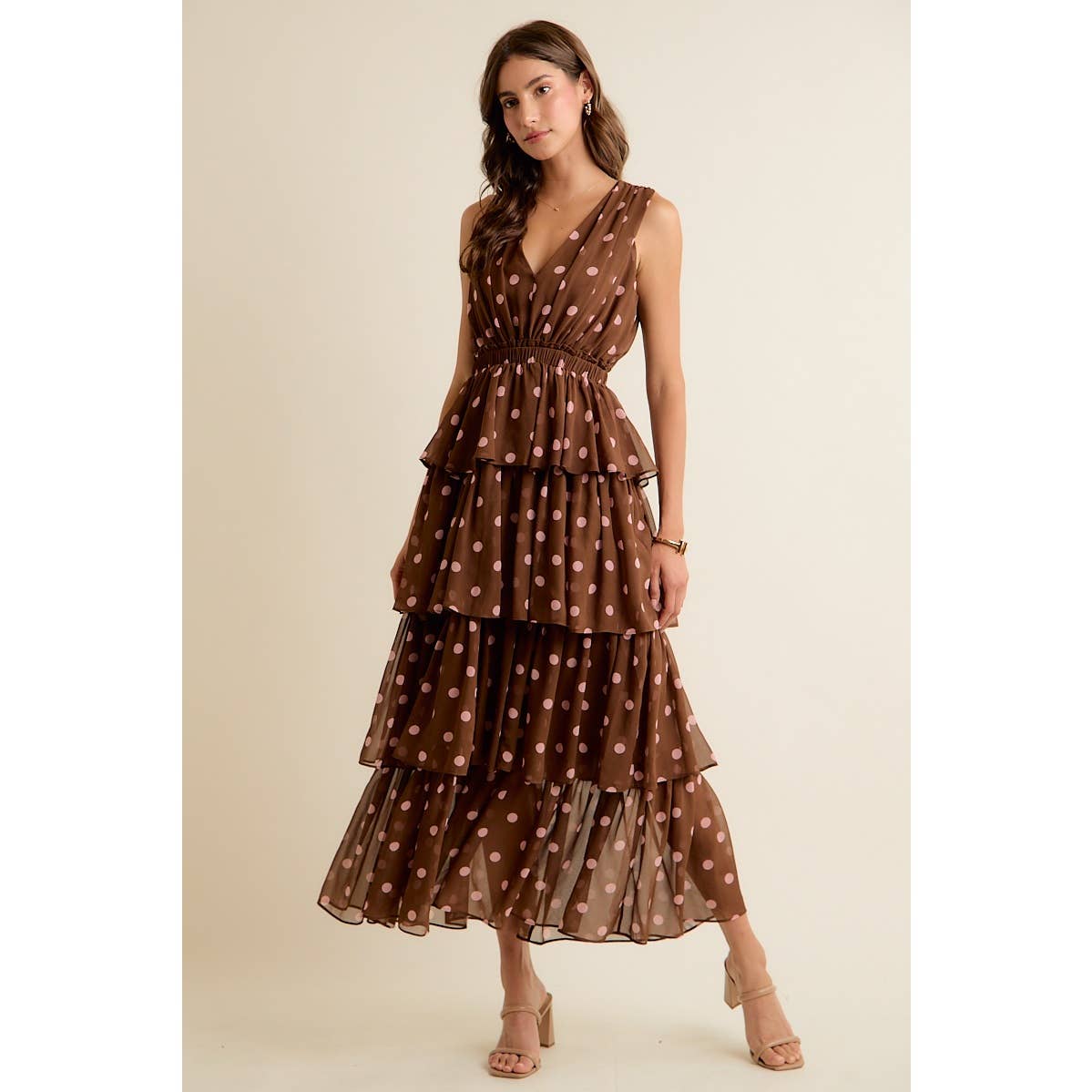 Brown & Pink Dots Dress