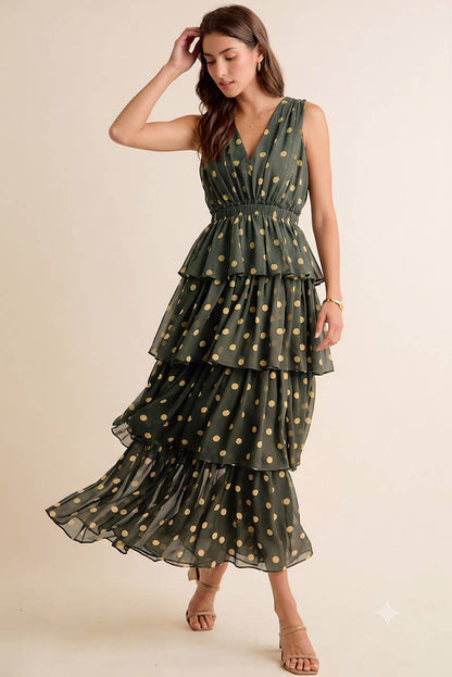 Brown & Pink Dots Dress