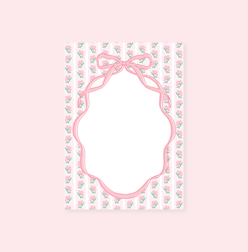 Pink Flower Ribbon Notepad