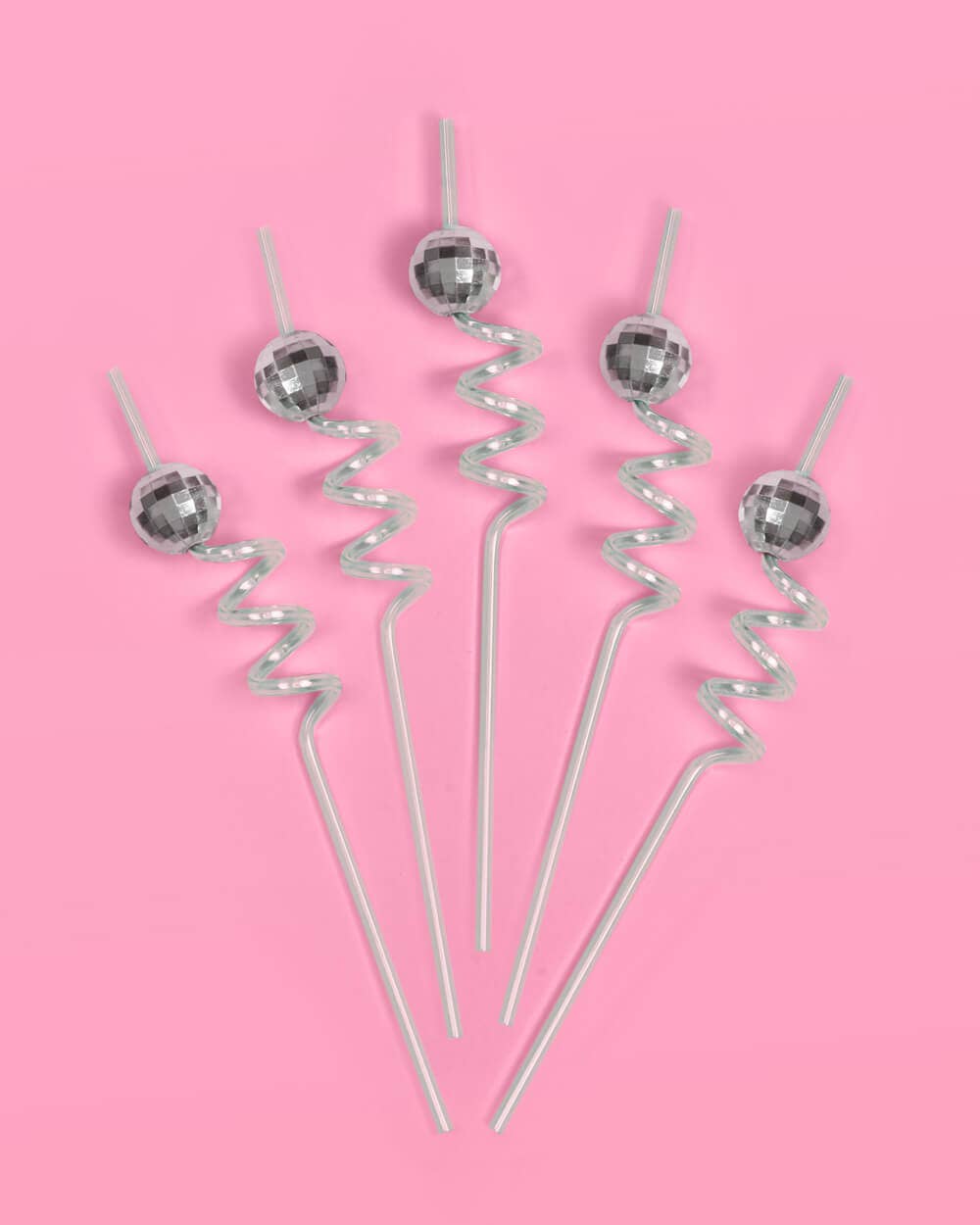 Reusable Teal Disco Party Swirly Straws