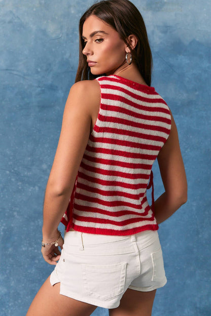Red & White Stripe Tie Shirt